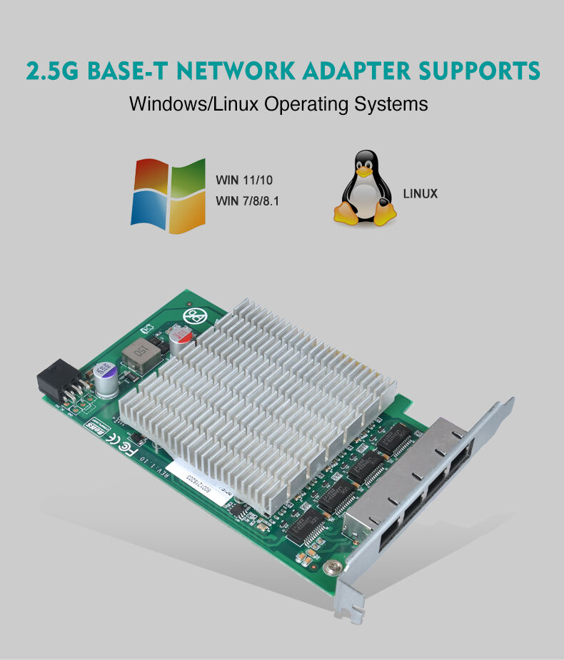 Intel I226 PCIe Network Riser Card with 4*RJ45 Lan Ports POE Gateway Module with PCIe 2.0 x4 Interface 2500/1000/100/10Mbps Network Transfer Rate for Image Acquisition Server details