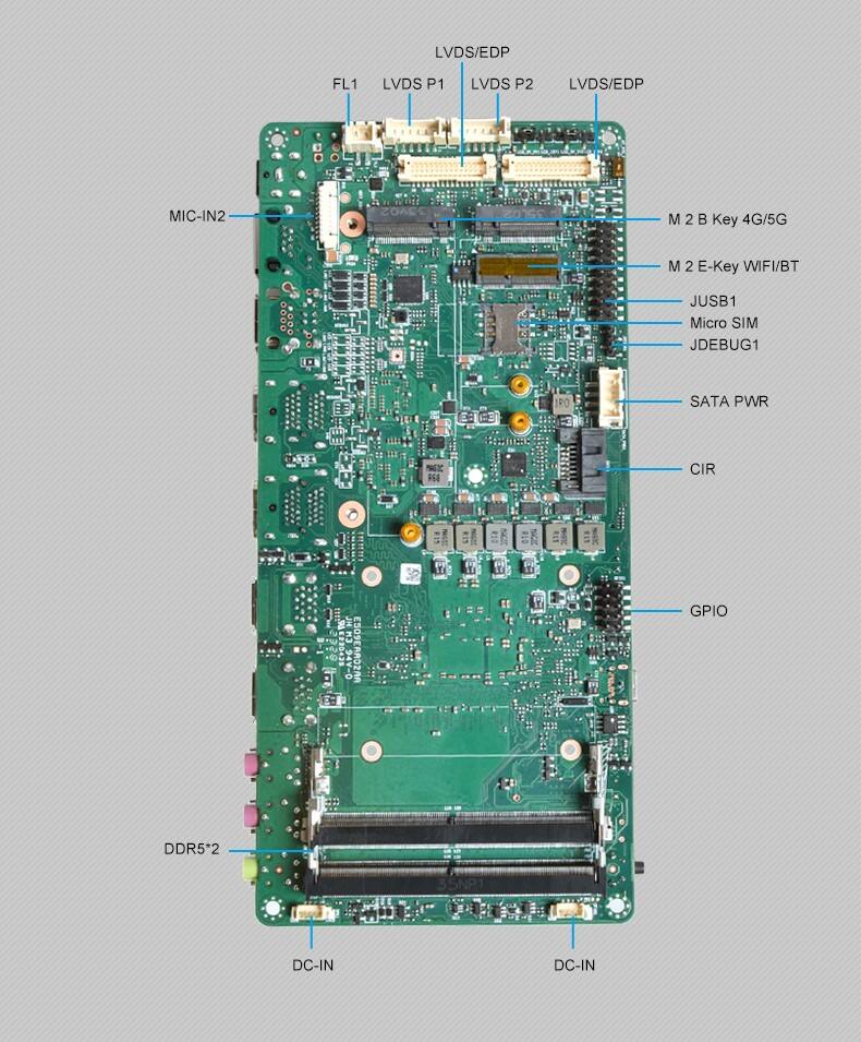 Wholesale 12th Alder Lake DDR5 64GB Live Streaming Machine PCBA Board with 2*eDP/LVDS - 2023 New Live Broadcast Machine Motherboard details