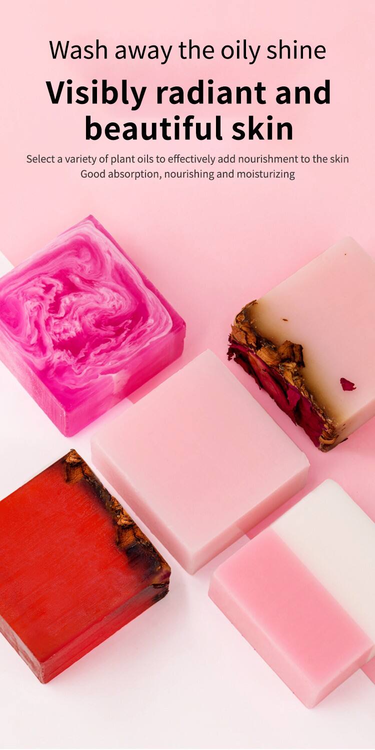 Rose essential oil handmade soap details