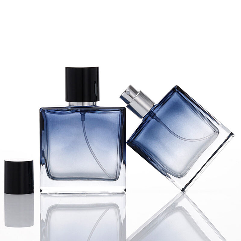 Quadratische blaue leere Glasparfümflaschen HY-190