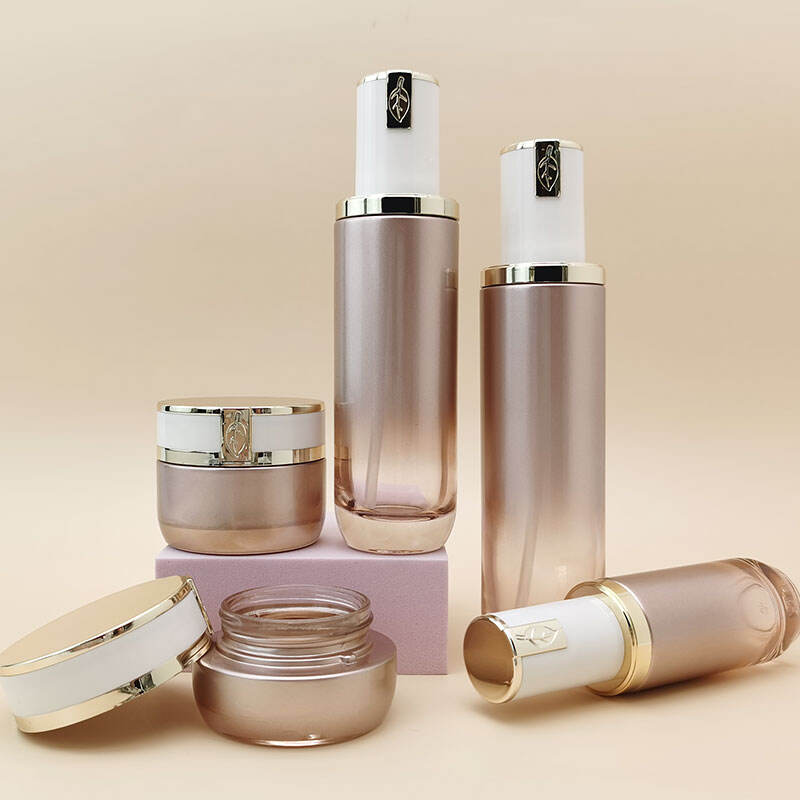 goldene Kosmetikverpackung Toner Lotion Flasche Glas Pflegeflaschen Set HY-2307