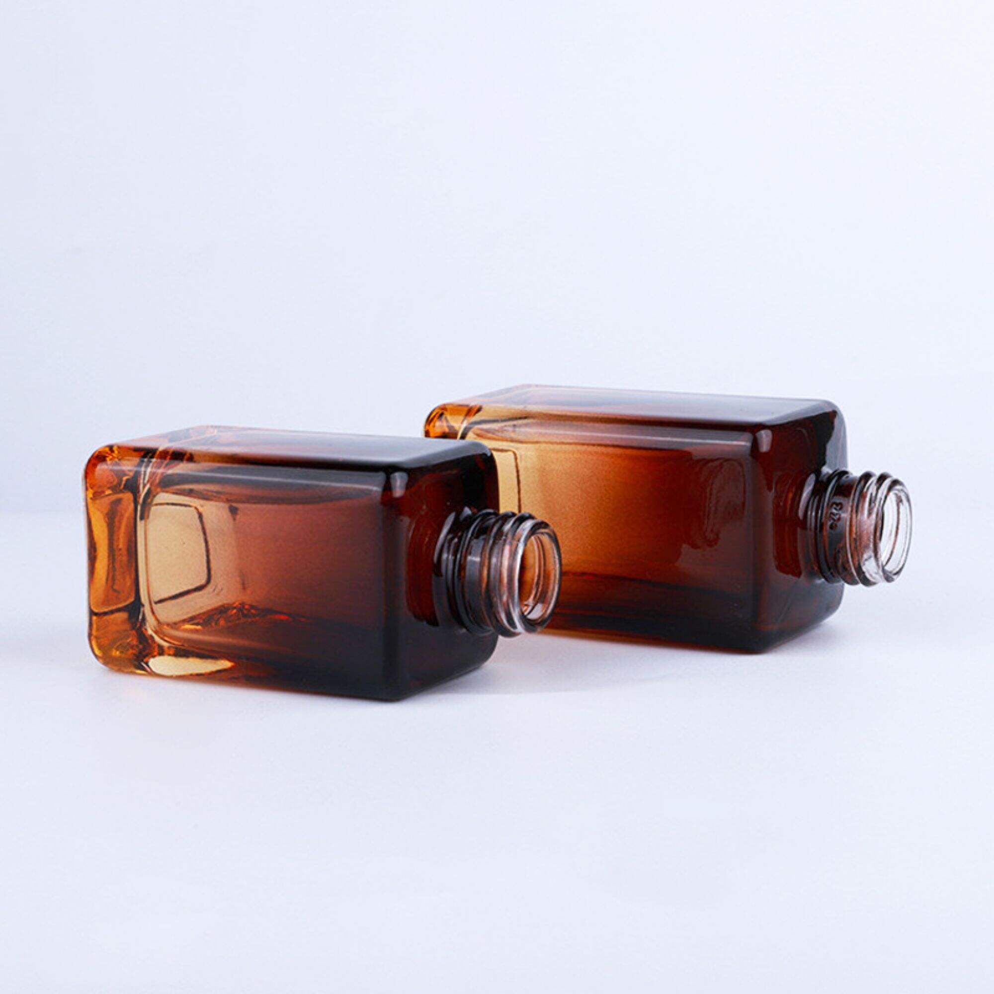 30ml 50ml Rectangular Amber Brown Glass Dropper Bottle For Essential Oil HY-466