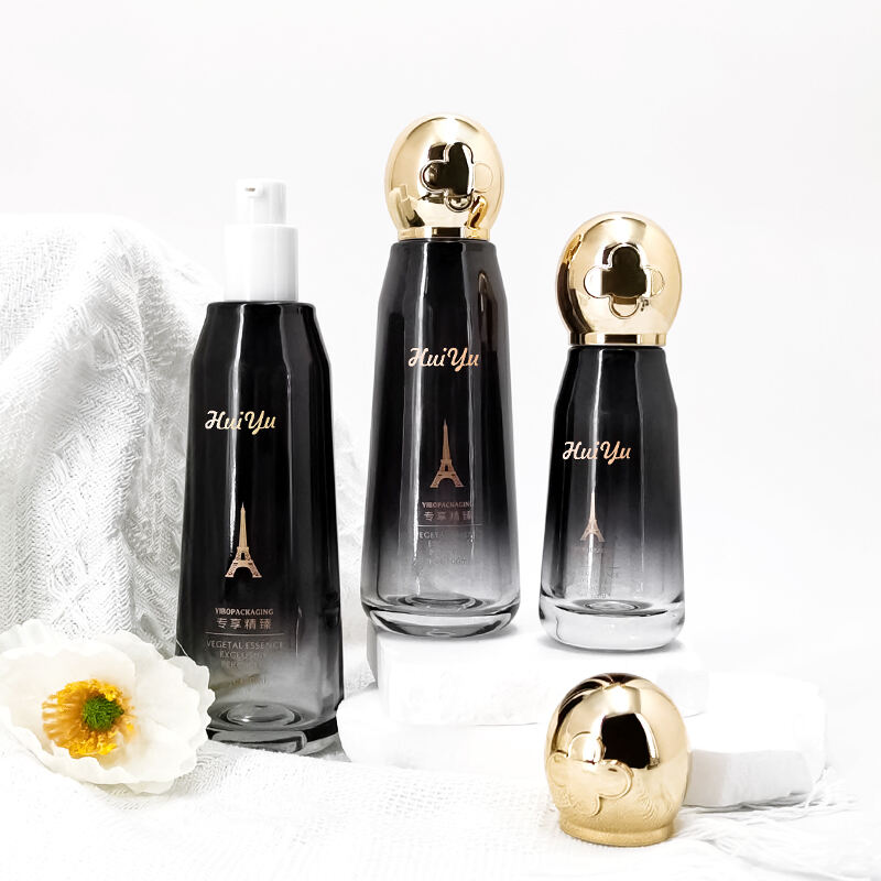 Luxuscreme-Glasflaschen-Set für Hautpflege mit Kugelverschluss HY-2423