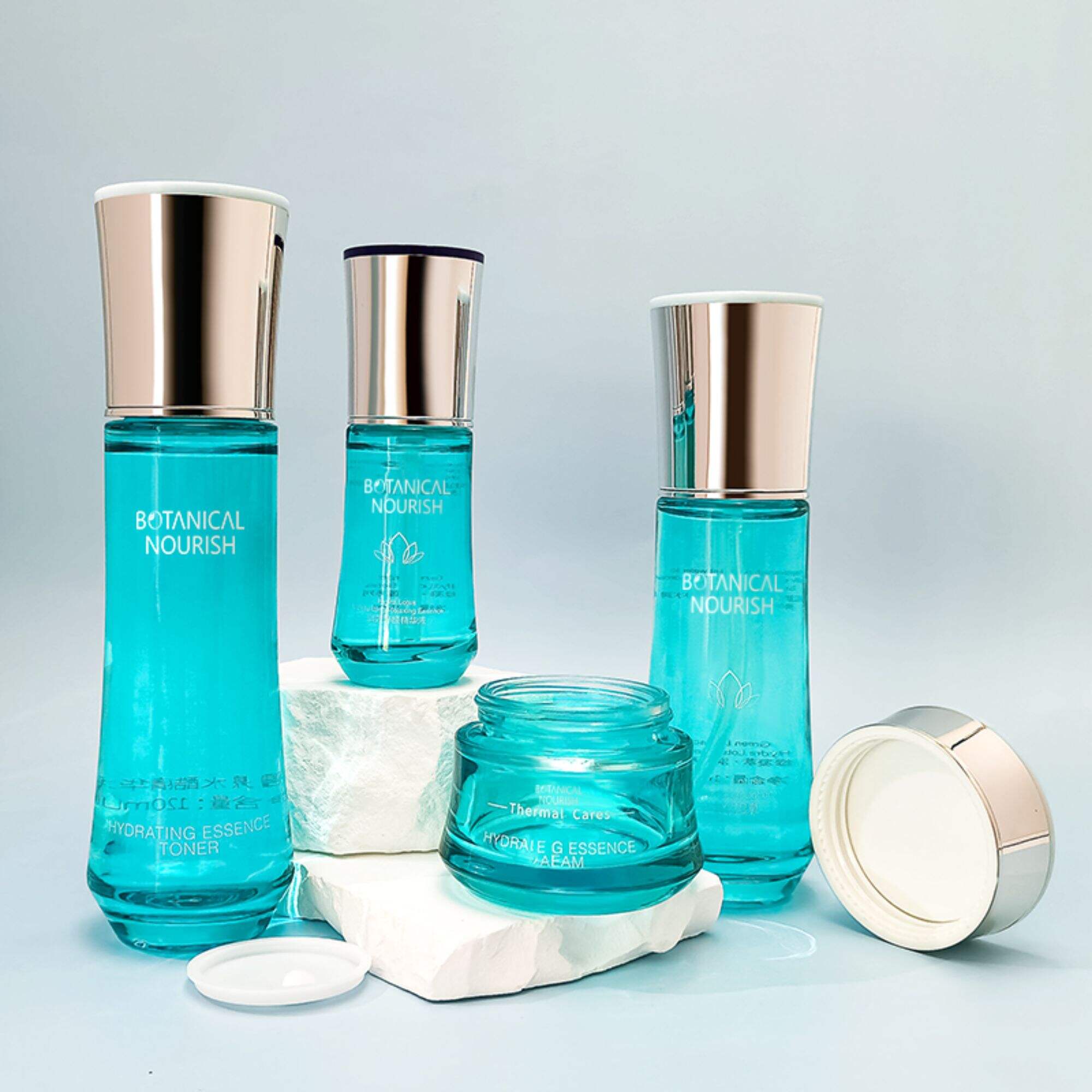 Hot Aqua Blue Skincare glass container HY-2303