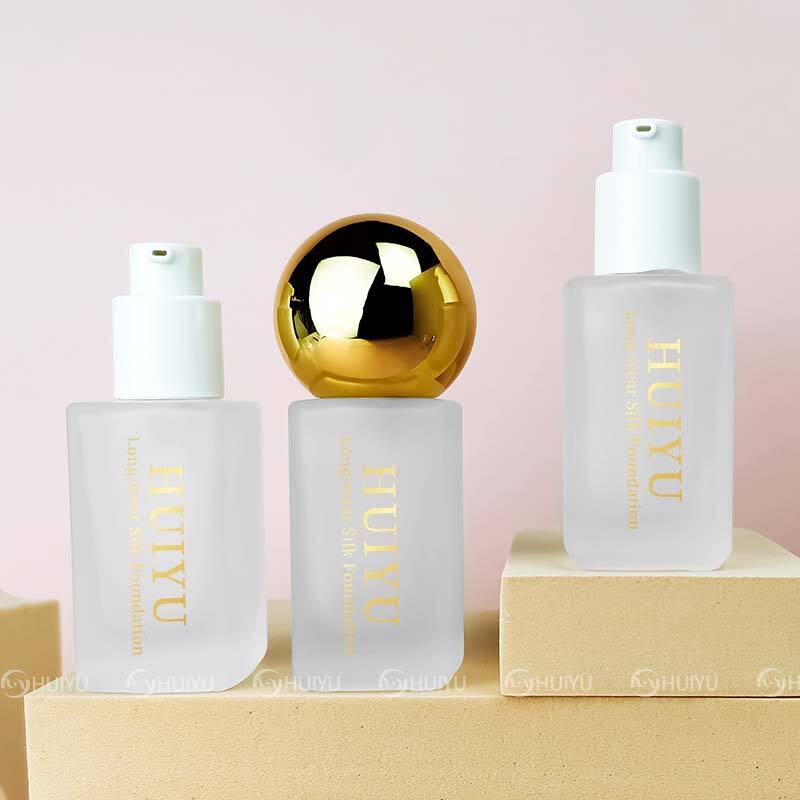 Empty 30ml Frosted Round Foundation Lotion Bottle With Ball Cover HY-1852