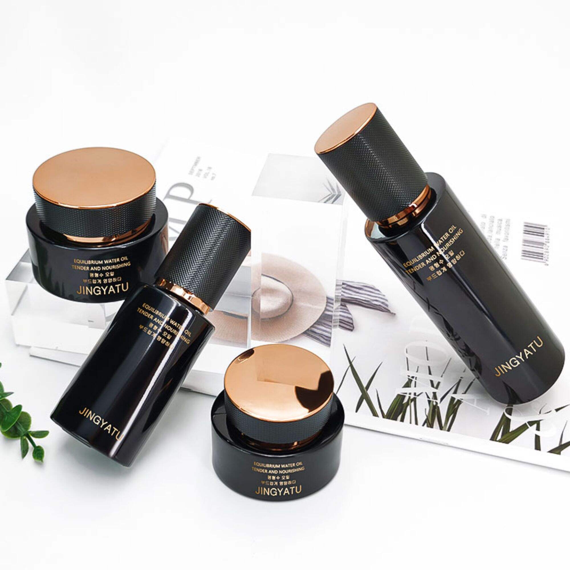 Flüssigkeitsfüllflasche Lotion Creme Glasdose schwarze Sets HY-2410
