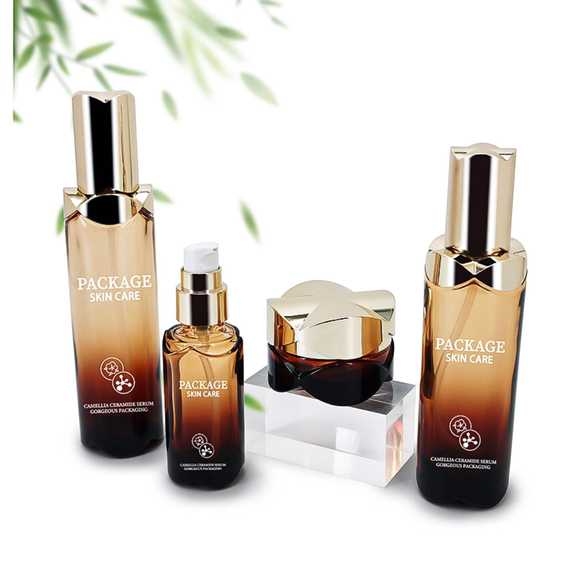 Luxury skincare set glass lotion pump bottle and jar HY-2384
