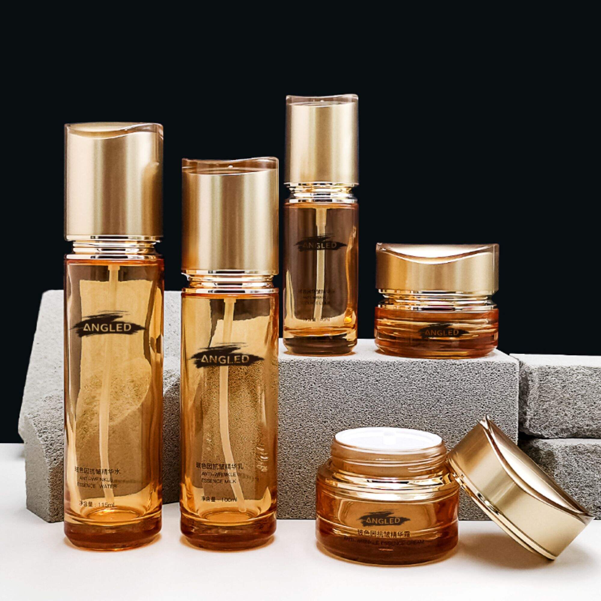 Kosmetik schräg Schulter Schraubverschluss Glasflasche leer HY-2380