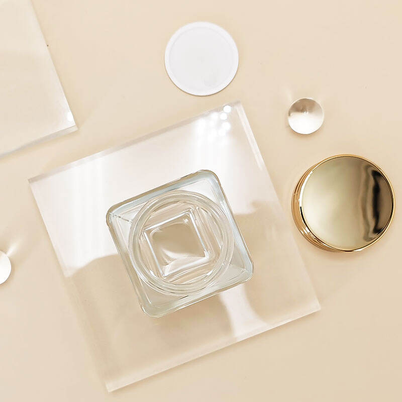 Klar 50g Leere Glasdosen mit Silberner Goldener Aluminiumabdeckung HY-1868
