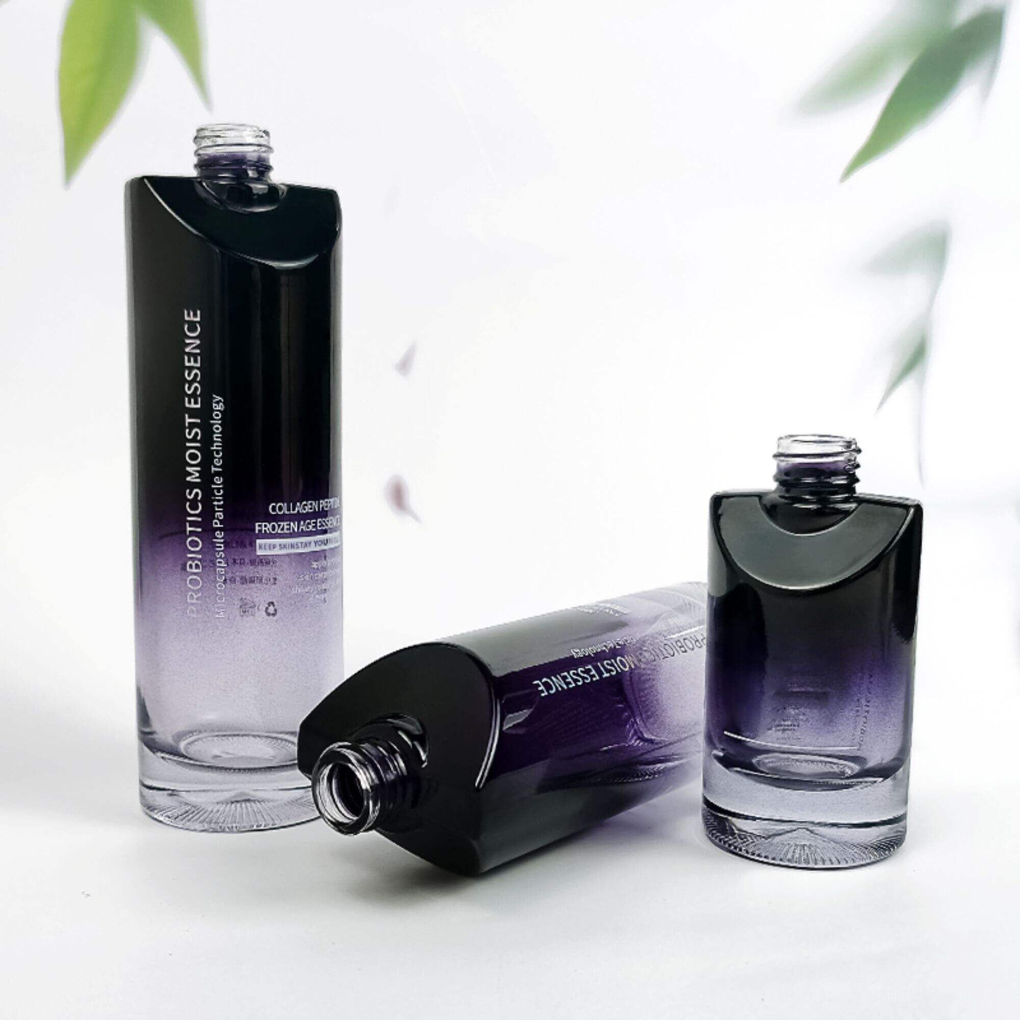 Schwarze Gradient-Glasflasche Kosmetikset HY-2434