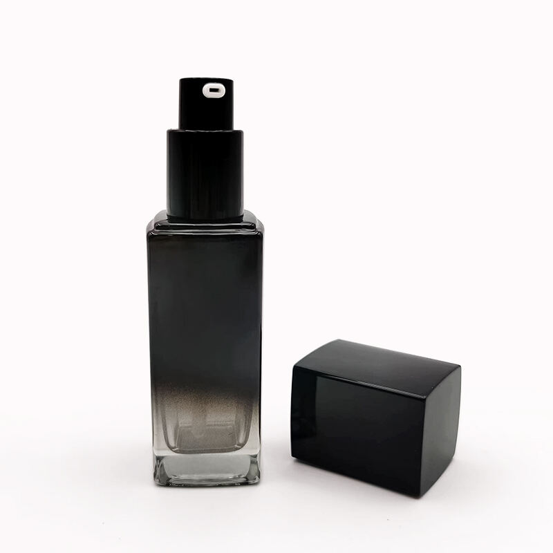 cosmetic square black skincare bottles packaging glass Set HY-2342