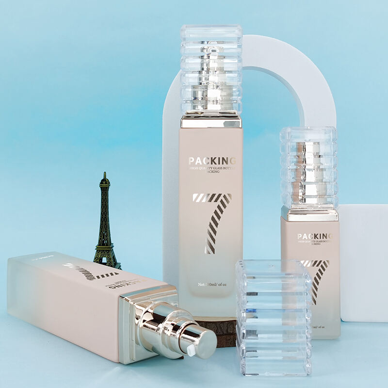 Skin-Care-Verpackung Luxusquadratische Glascreme-Flasche HY-2404
