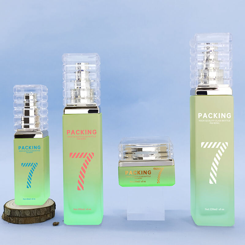Skin-Care-Verpackung Luxusquadratische Glascreme-Flasche HY-2404