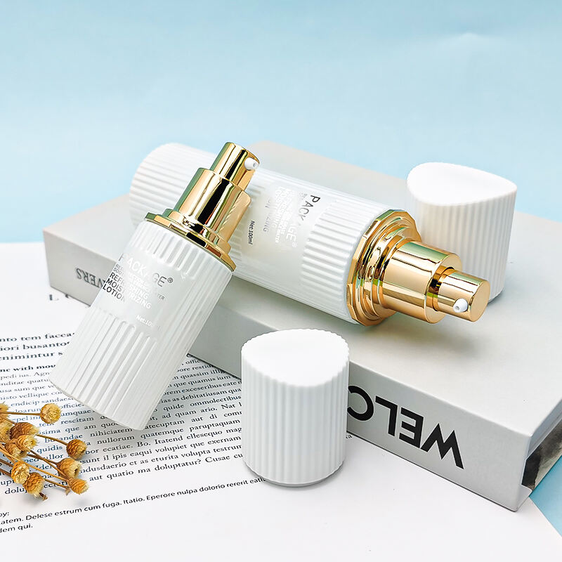 White Empty Lotion Bottles and glass jar cosmetic container HY-2363