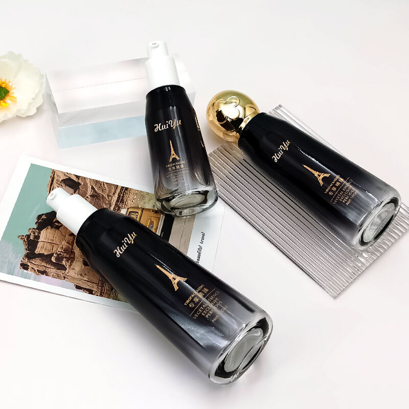 Luxury Cream Glass Skincare Bottles and Jars Set With ball cap HY-2423
