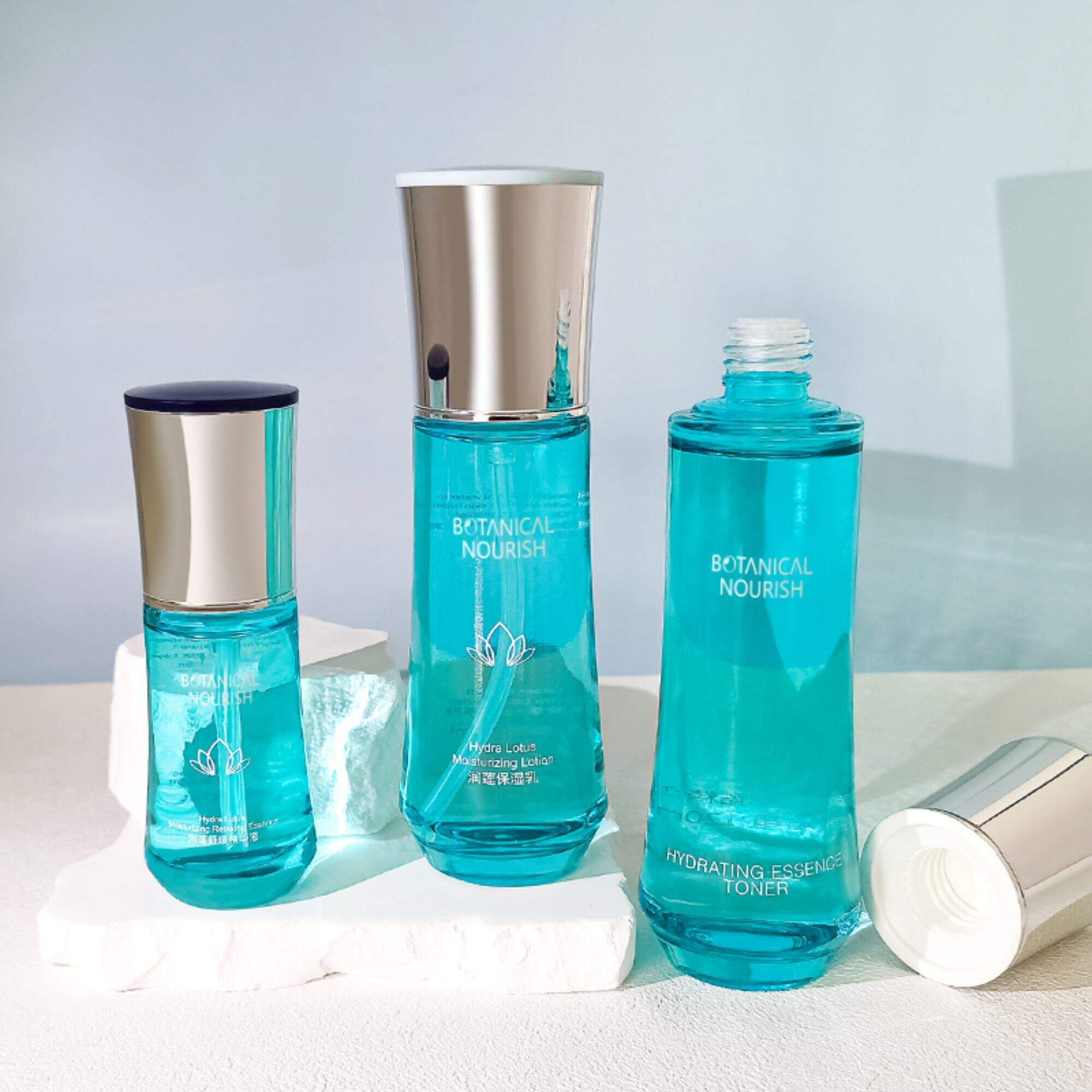 Hot Aqua Blue Skincare glass container HY-2303