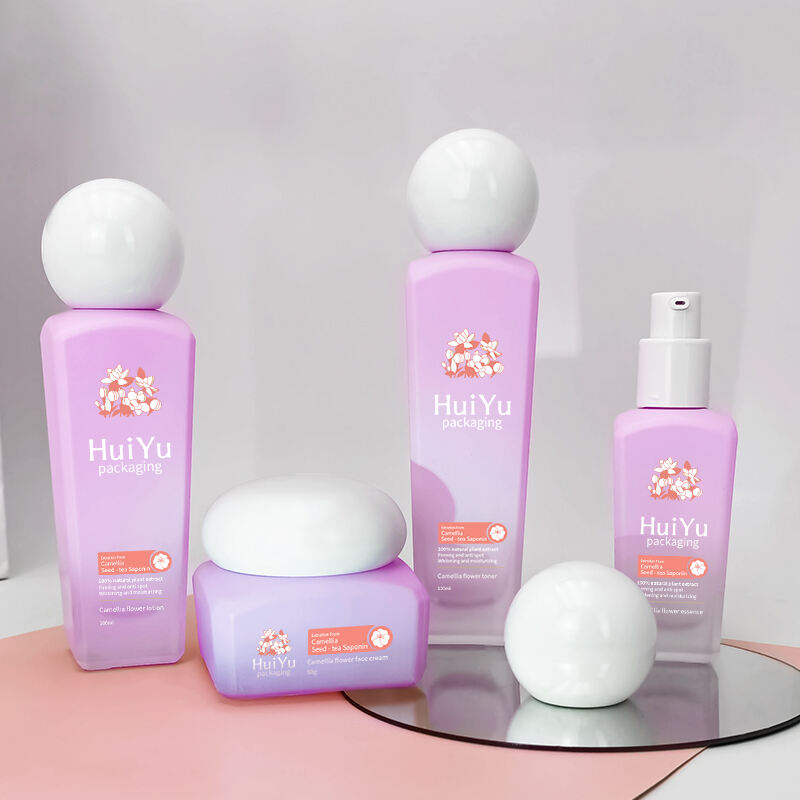 Kosmetikverpackung runde Glasflasche Pump-Lotion-Flasche Cremedose-Sets HY-2407