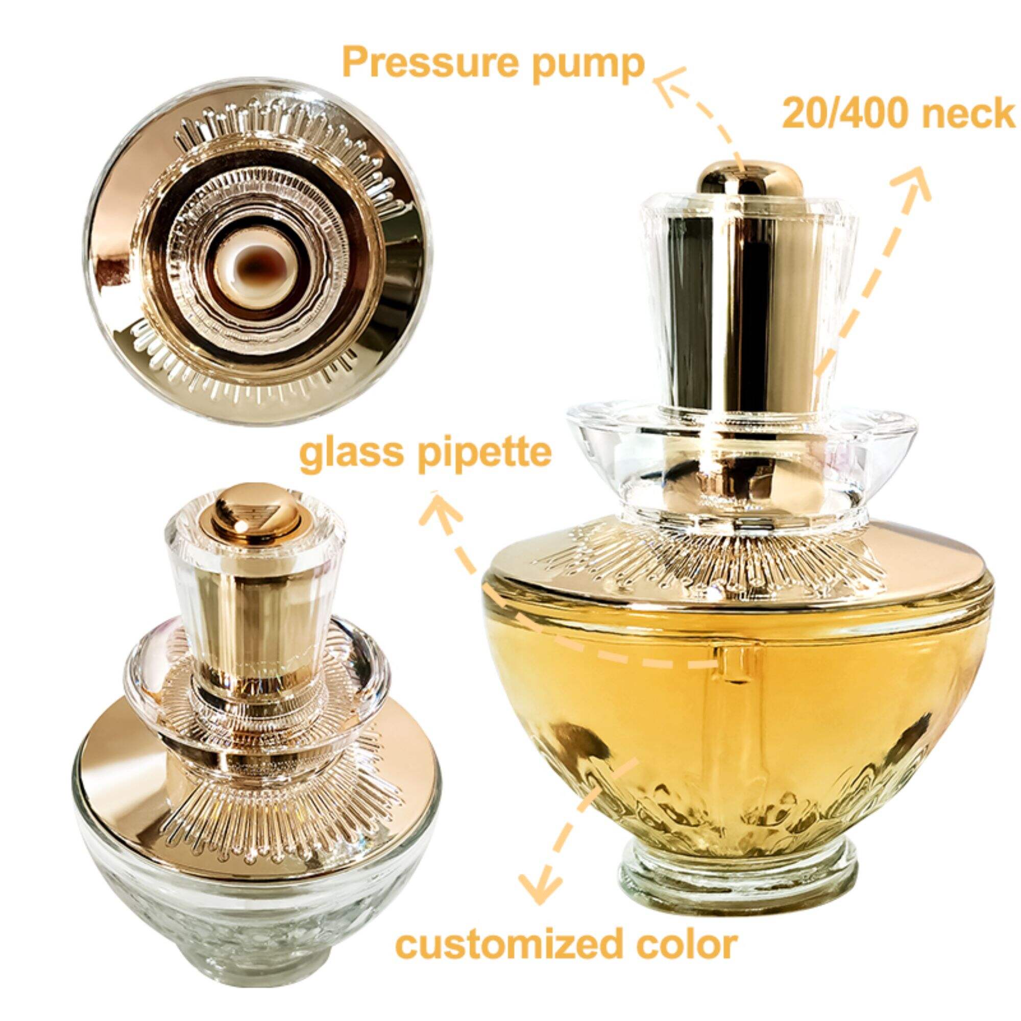 Klassische transparente Tropfenflasche für ätherisches Öl mit retro Luxus HY-1842