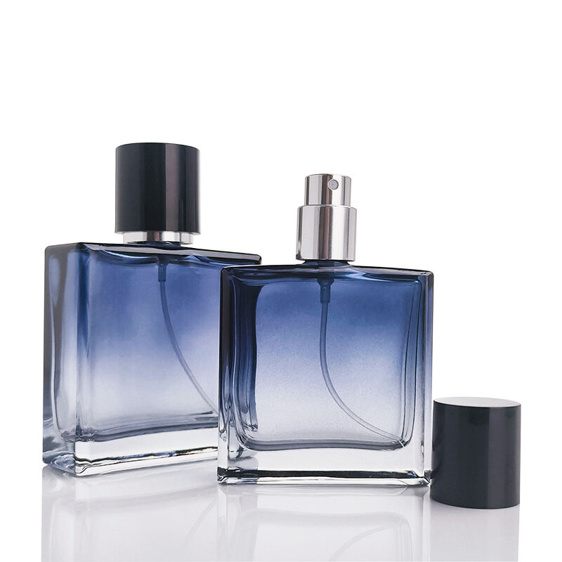 Quadratische blaue leere Glasparfümflaschen HY-190