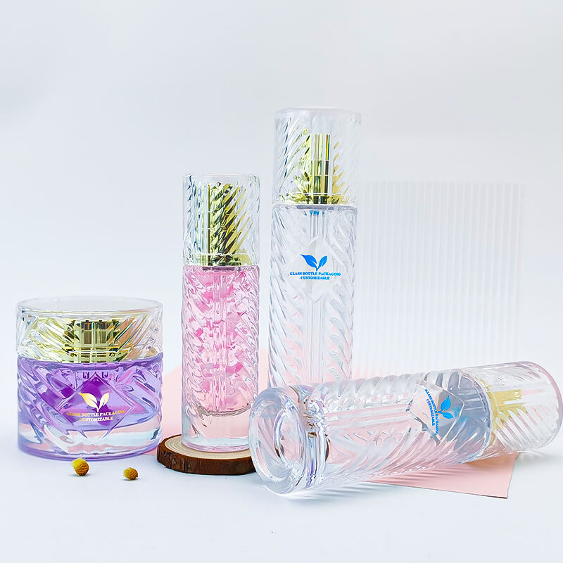 Transparent gestreifte Glasflasche HY-2403