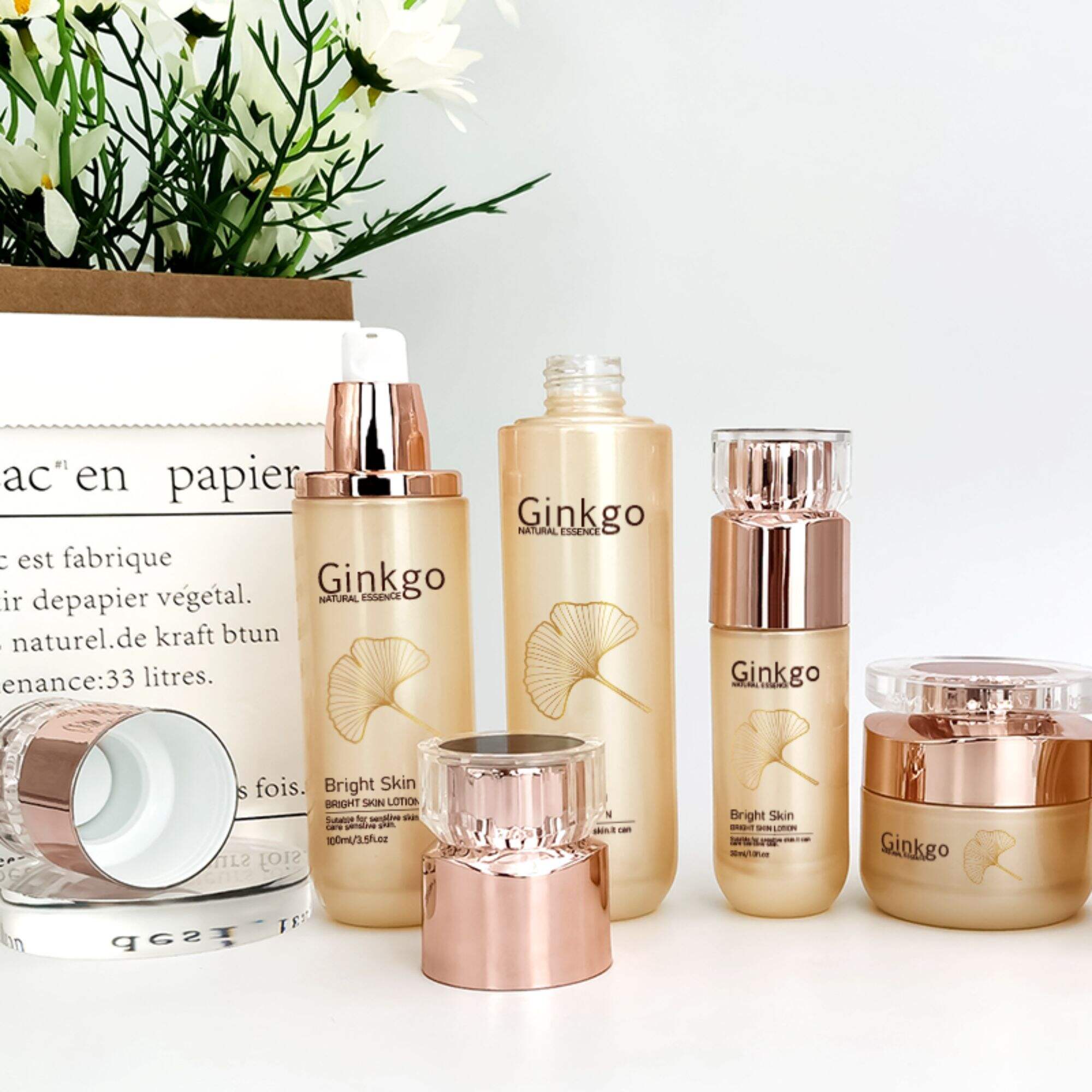 luxury Glasflaschen für kosmetisches Verpacken mit Pumpe Cremetiegel HY-2308
