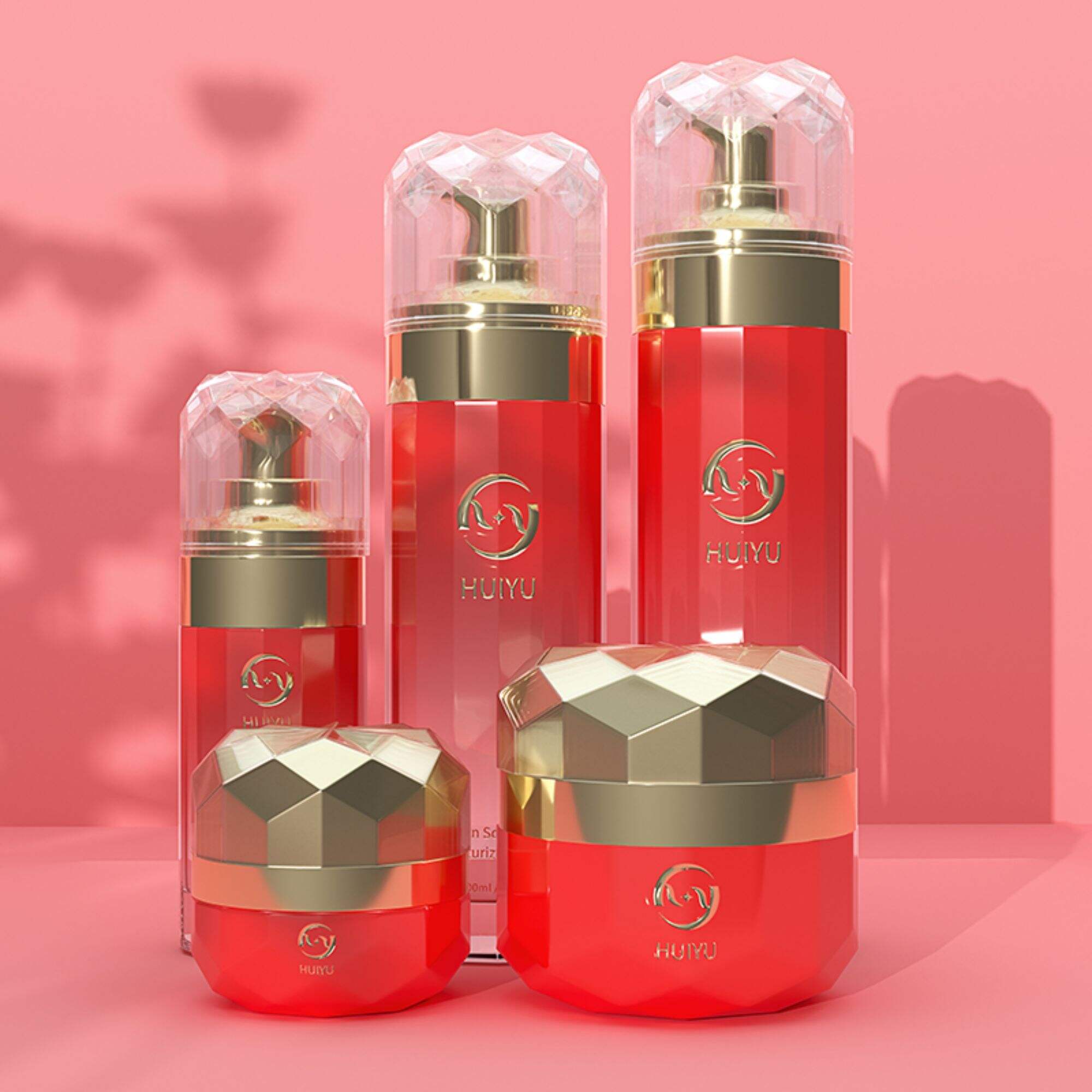 Round empty skincare glass spray bottle cosmetic packaging with pump HY-2366