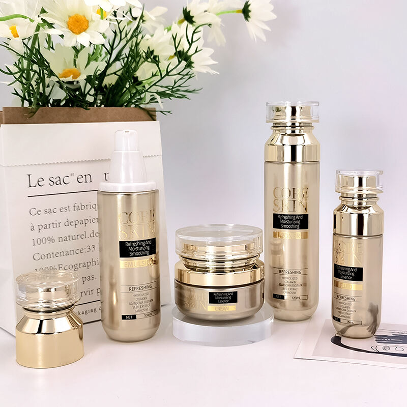 Factory Luxury glass bottle cosmetics container set  HY-2367