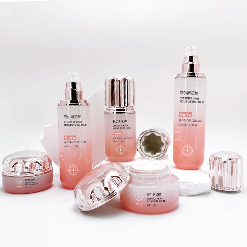 Rosa Blumen-Hautpflege-Set mit Gradientenglasflasche HY-2421