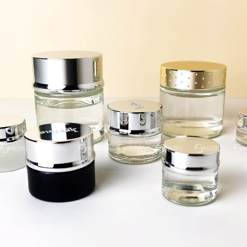 customized Clear glass cream bottle cream jar with lid HY-2393