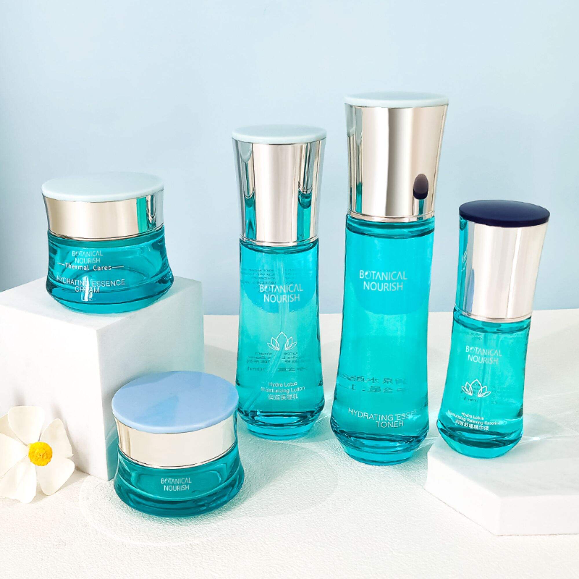 Hot Aqua Blue Skincare glass container HY-2303