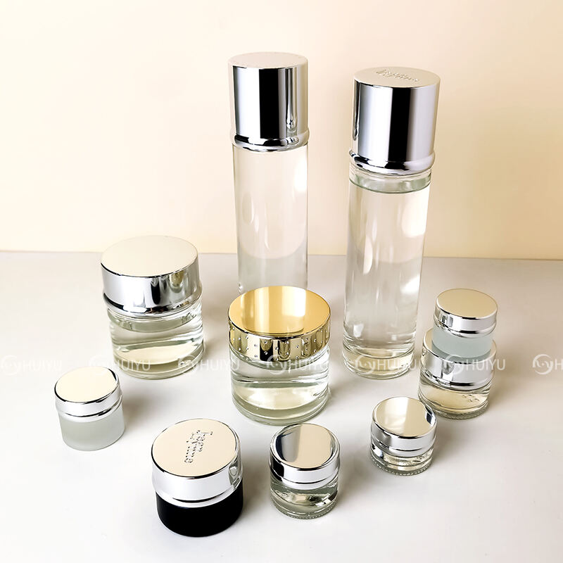 customized Clear glass cream bottle cream jar with lid HY-2393