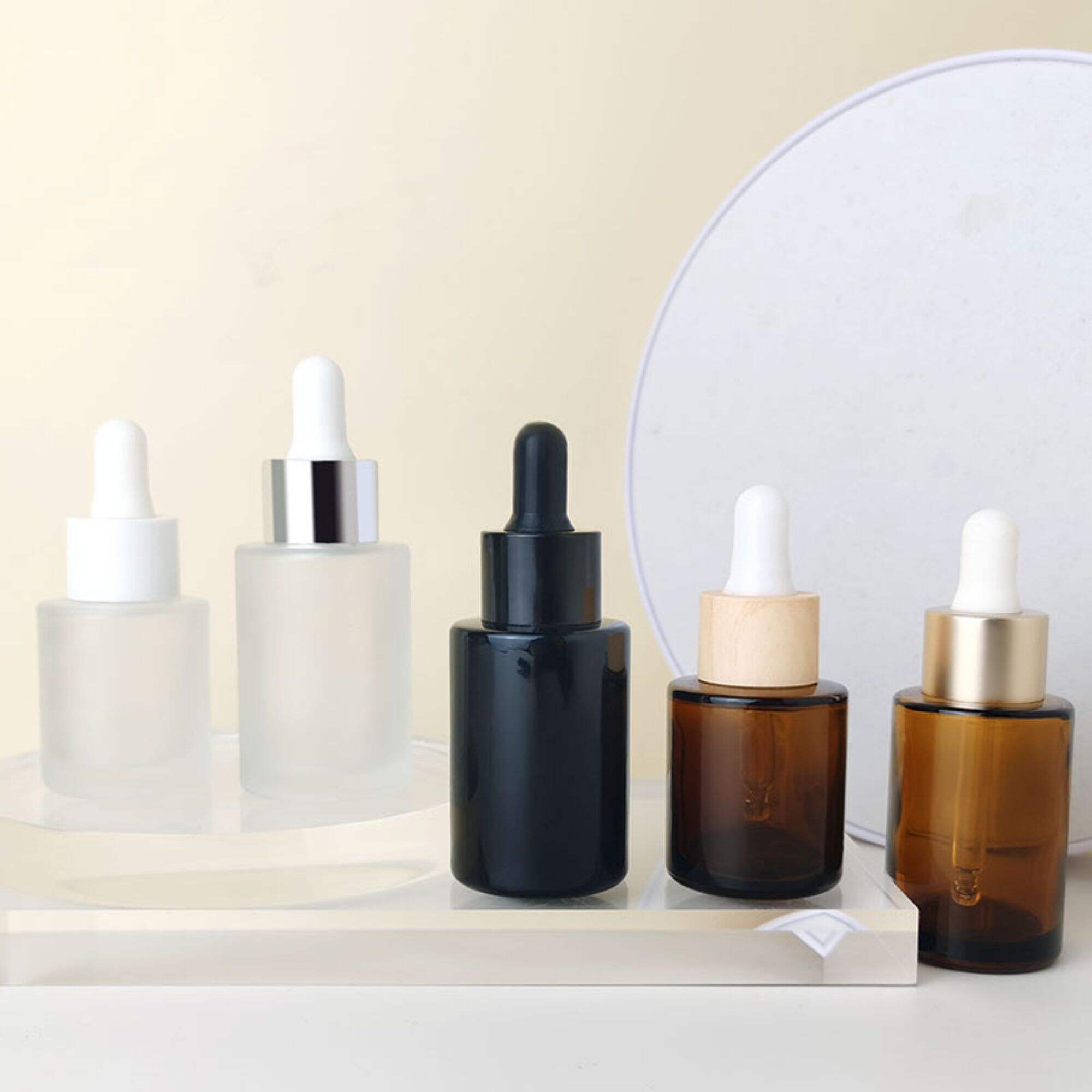Cosmetic packaging amber white black serum glass bottle HY-2197