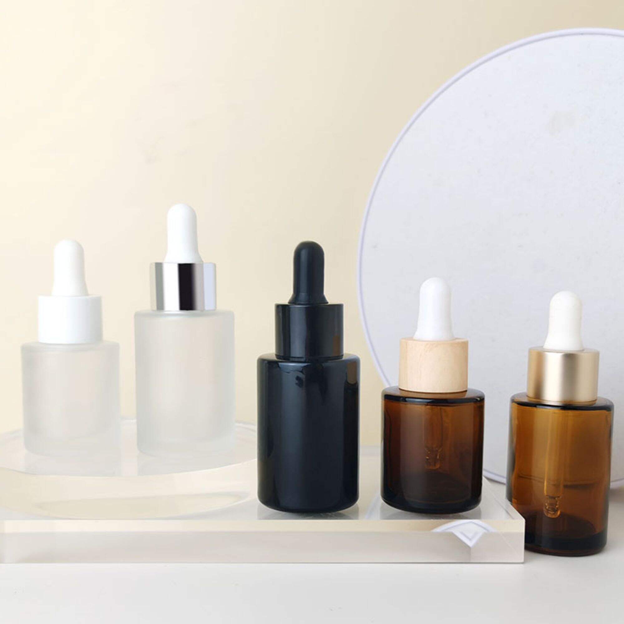 Kosmetikverpackung Bernsteinfarben Weiß Schwarz Serum Glasflasche HY-2197