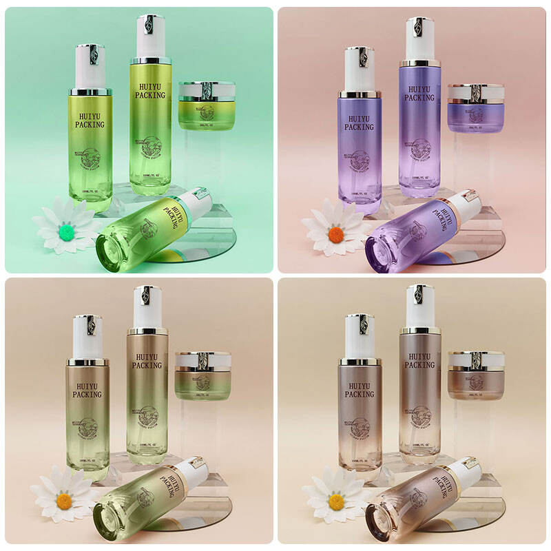 goldene Kosmetikverpackung Toner Lotion Flasche Glas Pflegeflaschen Set HY-2307