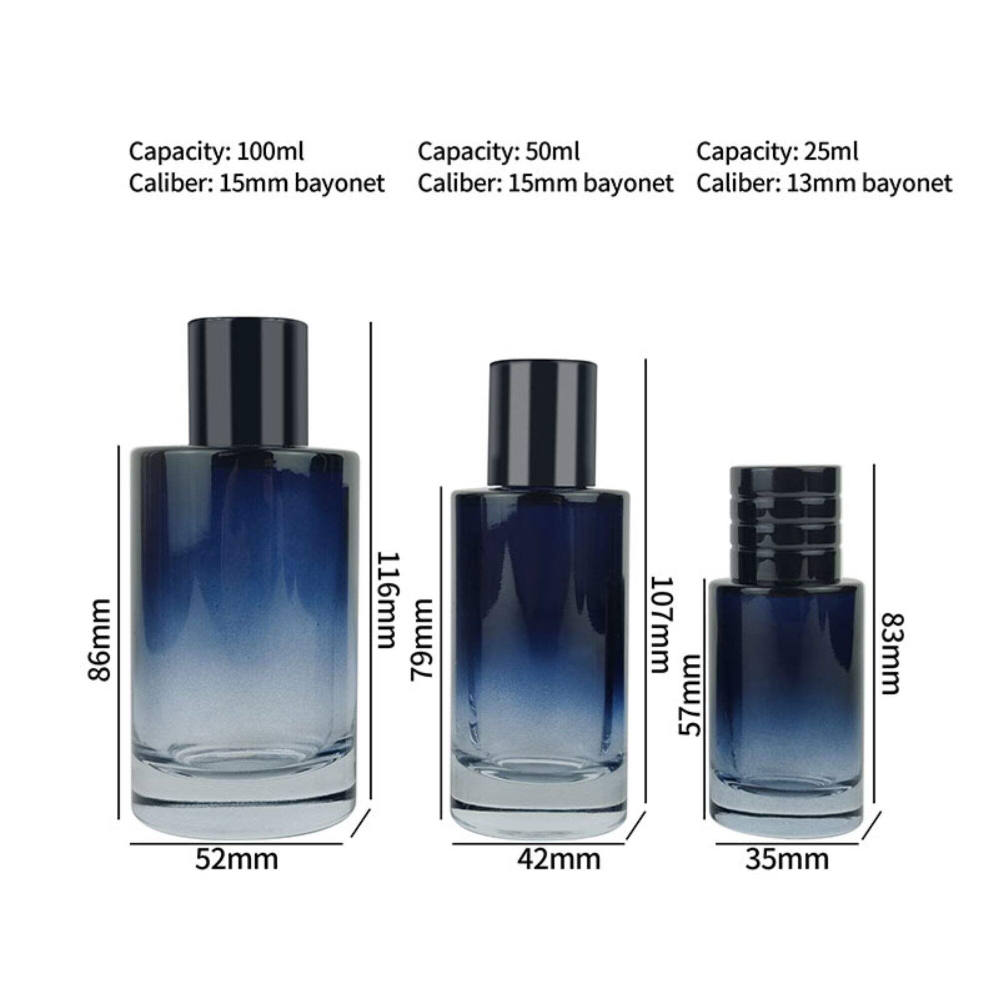Blue gradient empty Glass Perfume Refill Bottle HY-P315