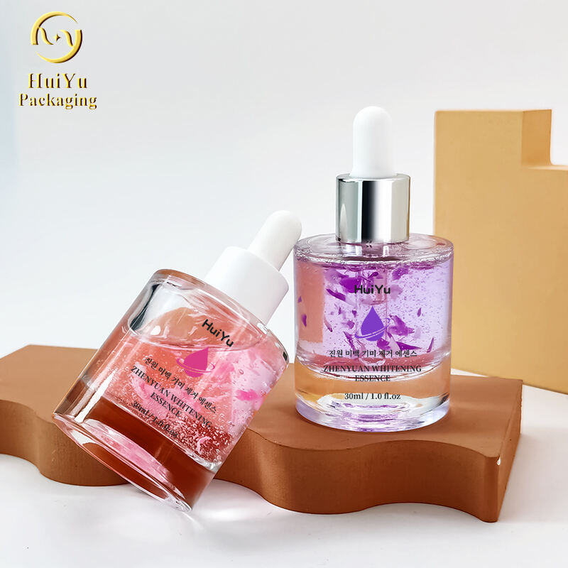 Prozessanpassungsglas, gerades rundes transparentes Glasflaschenkosmetikverpackung HY-97446