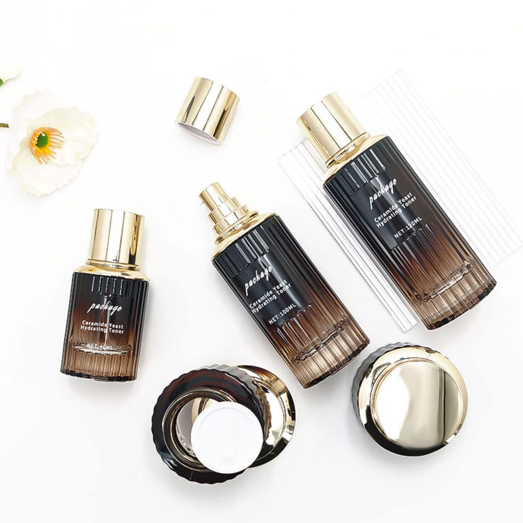 Hot selling product emulsion bottle face cream jar cosmetic set HY-2395