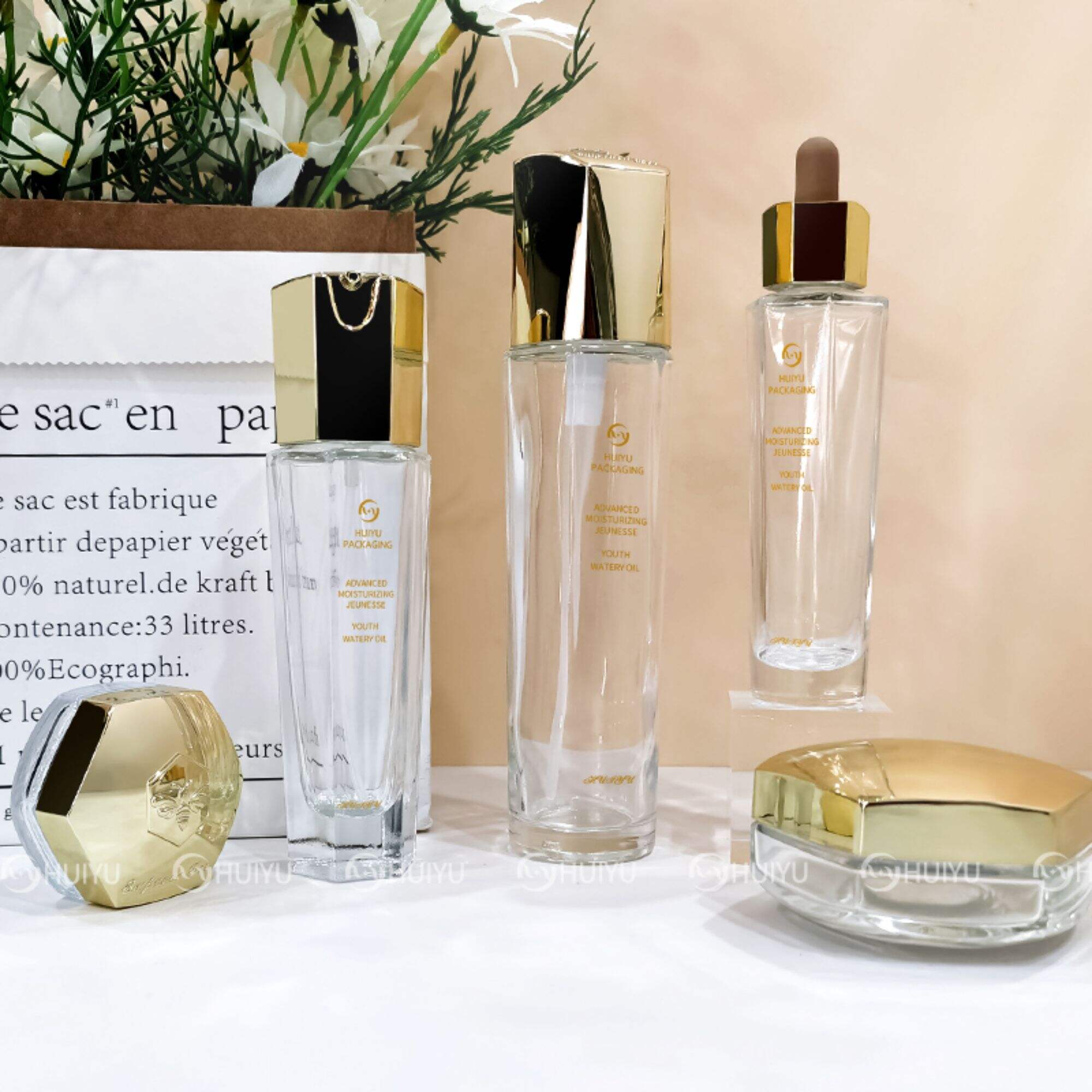 Neue Kosmetik-Bakhoor-Dose Schraubverschluss Runde Glasflasche HY-1830