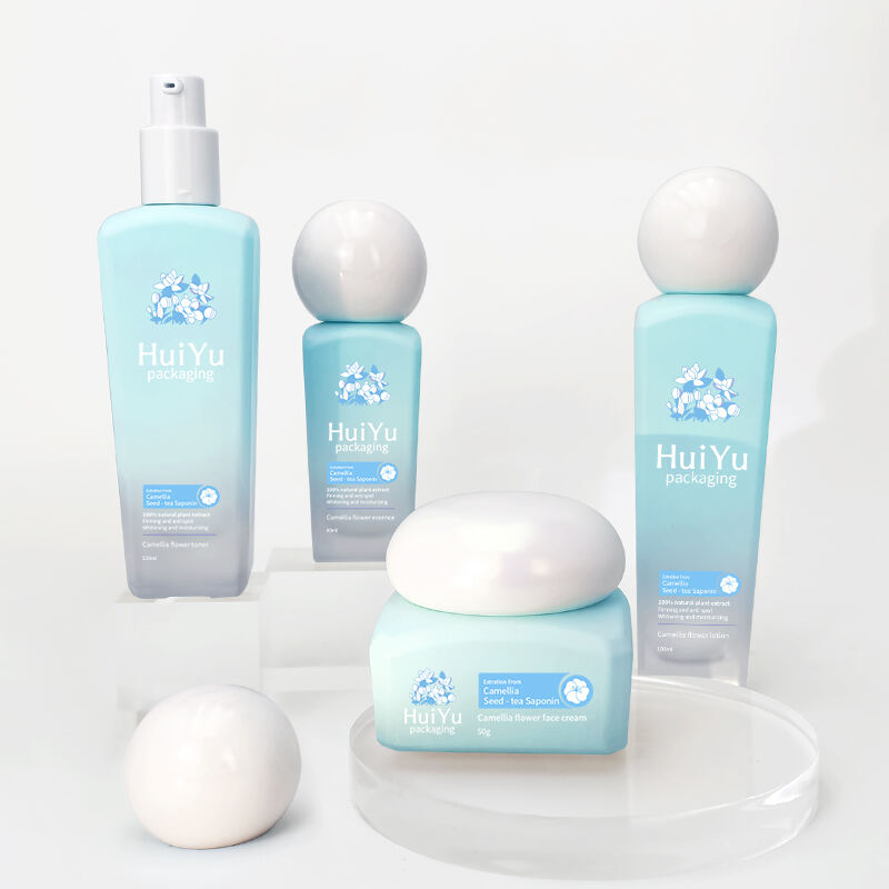 Kosmetikverpackung runde Glasflasche Pump-Lotion-Flasche Cremedose-Sets HY-2407