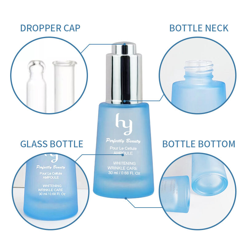 Conical frosted blue pressure pump dropper essential oil bottle HY-97419