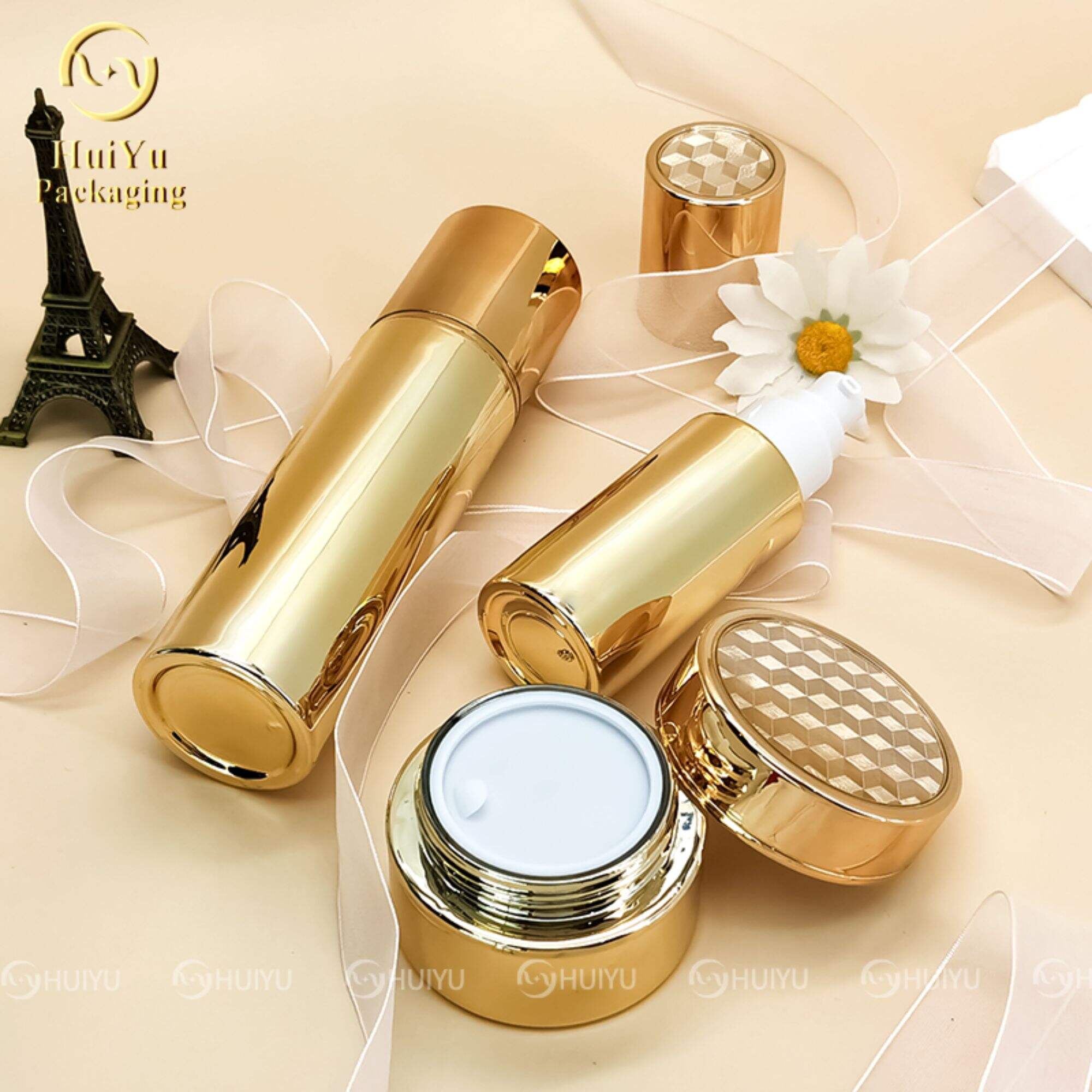 Luxus-Elektroplattierung Silber Gold Essentielloser Serum Glasflasche HY-2405