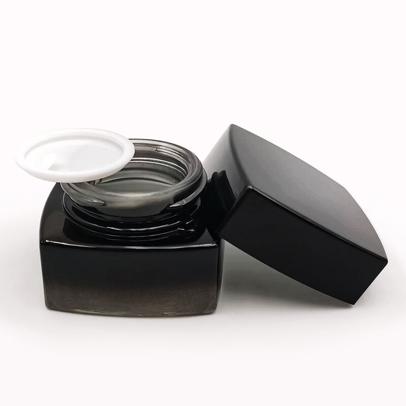 cosmetic square black skincare bottles packaging glass Set HY-2342