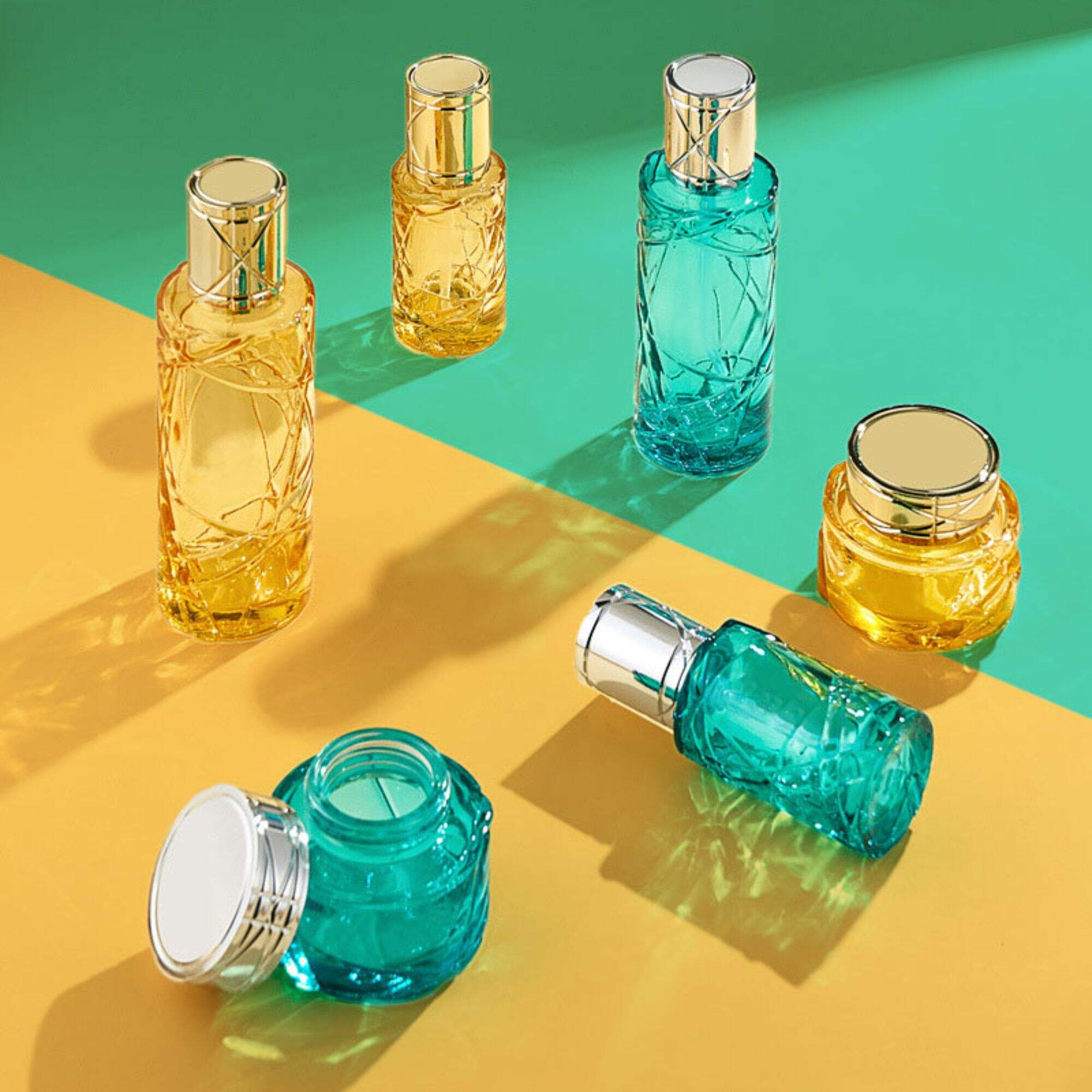 Customized Advanced ice Clear Color Glass Jar Set HY-2389