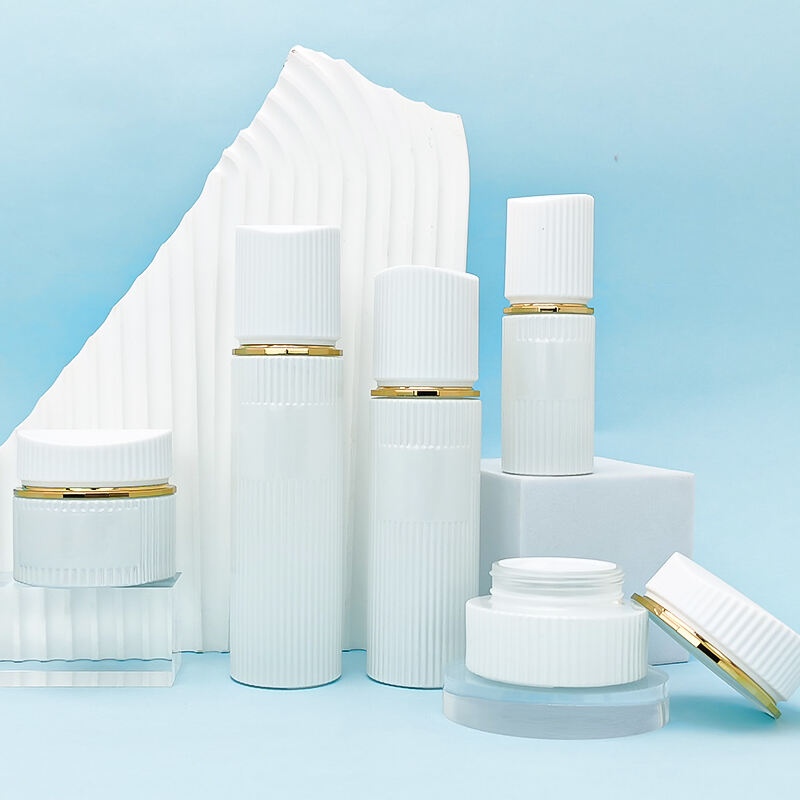 White Empty Lotion Bottles and glass jar cosmetic container HY-2363