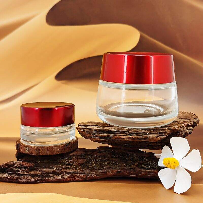 Clear Glass Cosmetic Jar With Abs/pp Leather Uv Coating Cap HY-1867