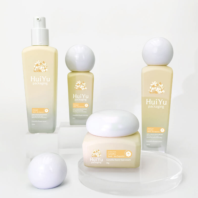 Kosmetikverpackung runde Glasflasche Pump-Lotion-Flasche Cremedose-Sets HY-2407