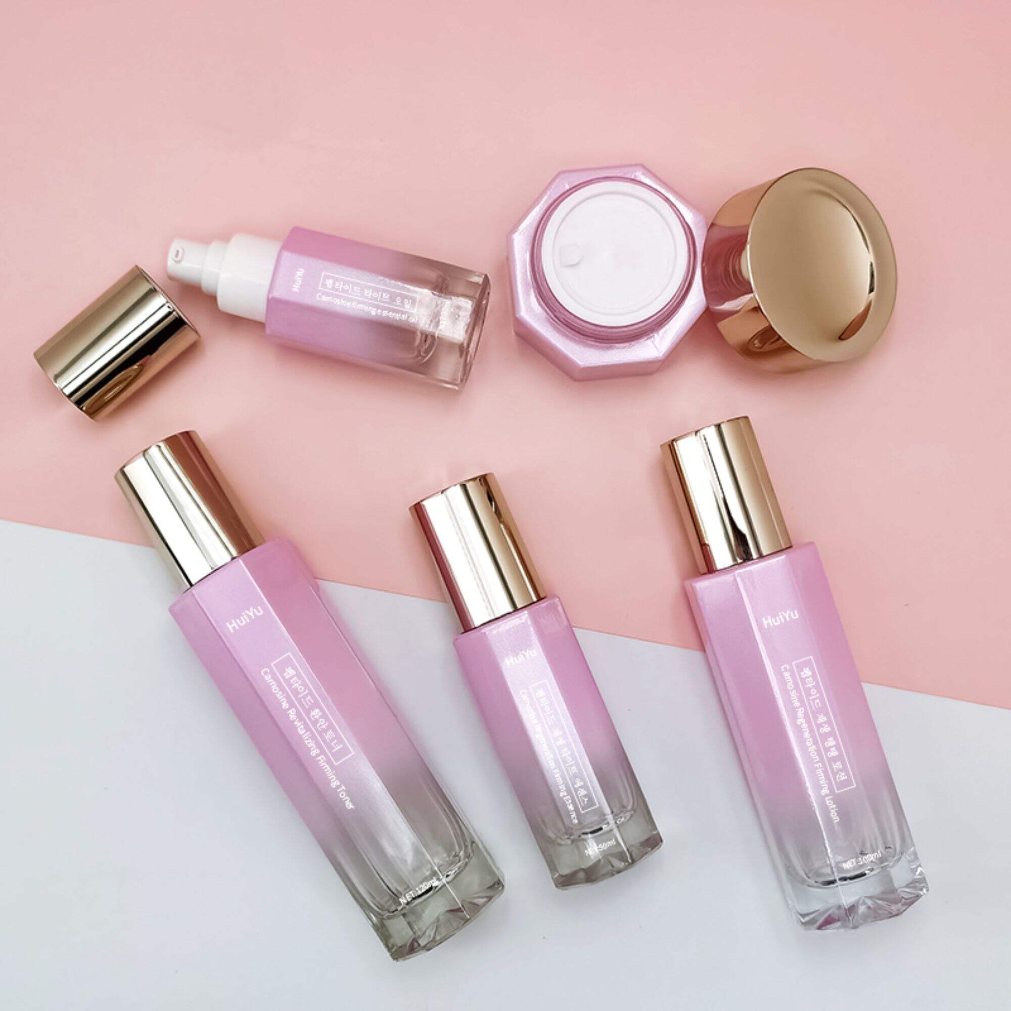 Custom empty cosmetic lotion toner pump bottle and cream jar  HY-2416