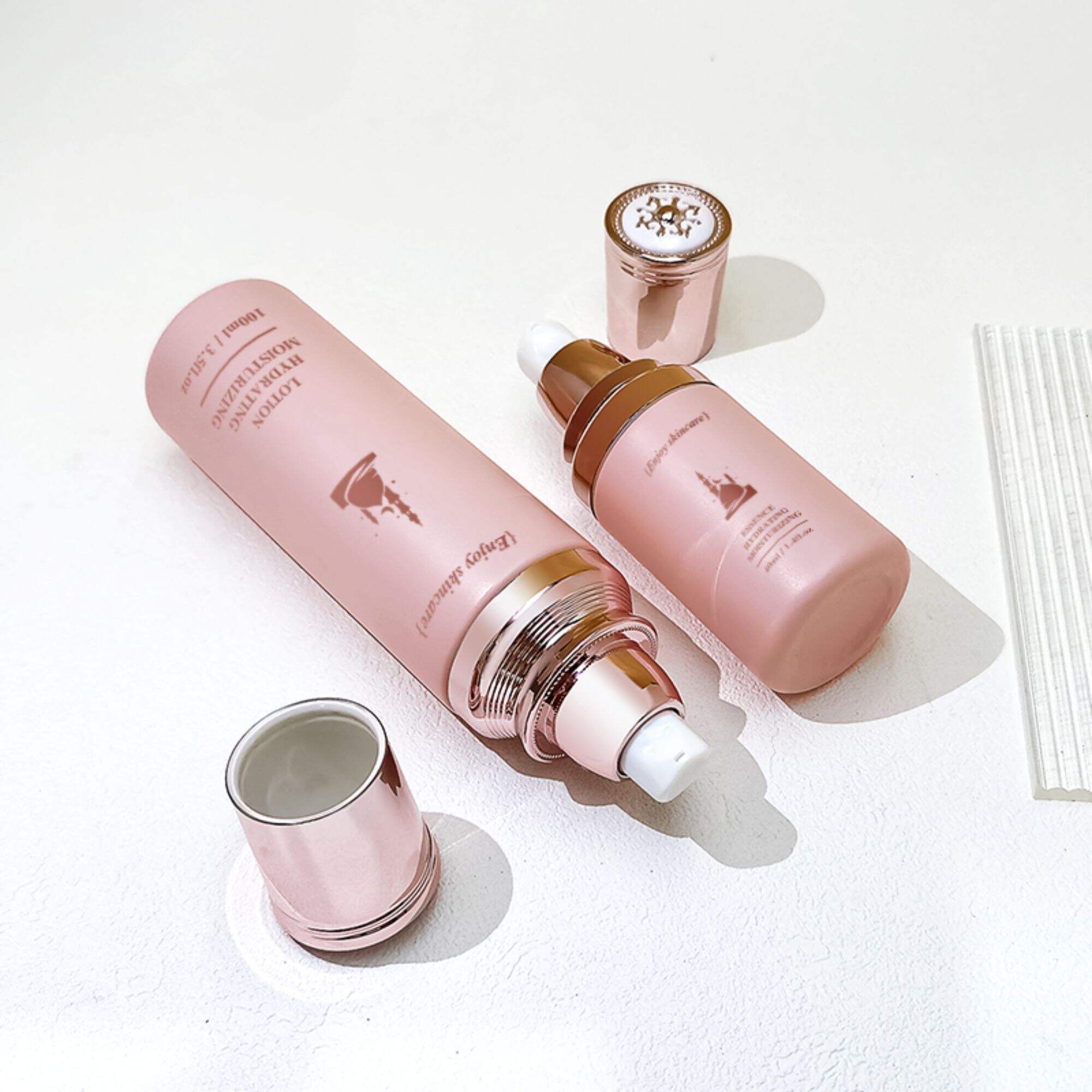 Pink Glass Luxury Cosmetic Set Bottle Containers HY-2301