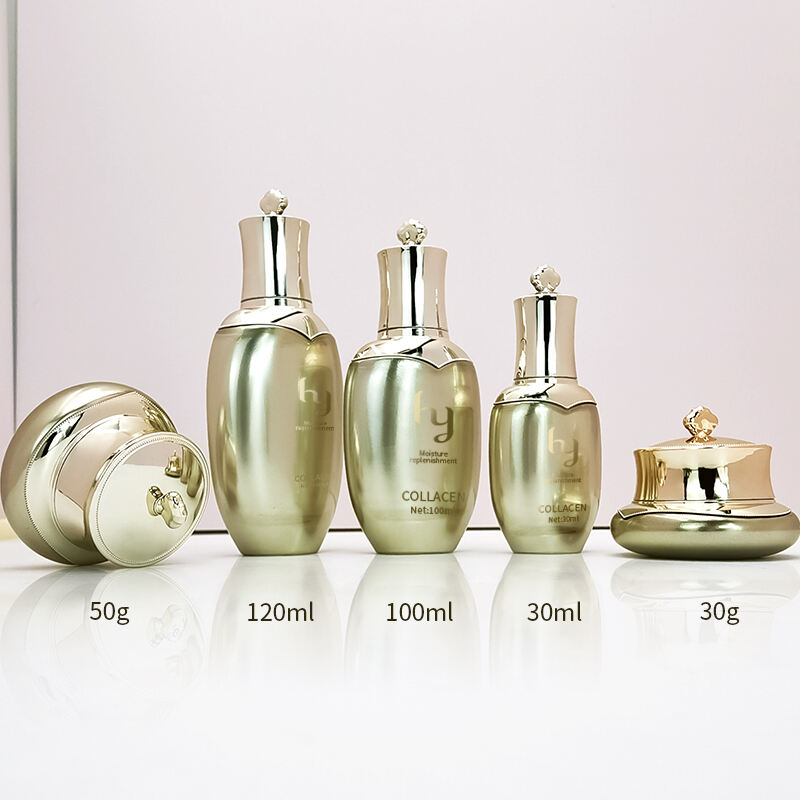 Kosmetik gold Glas Musterdeckel Dosen und Cremeflaschen HY-2350