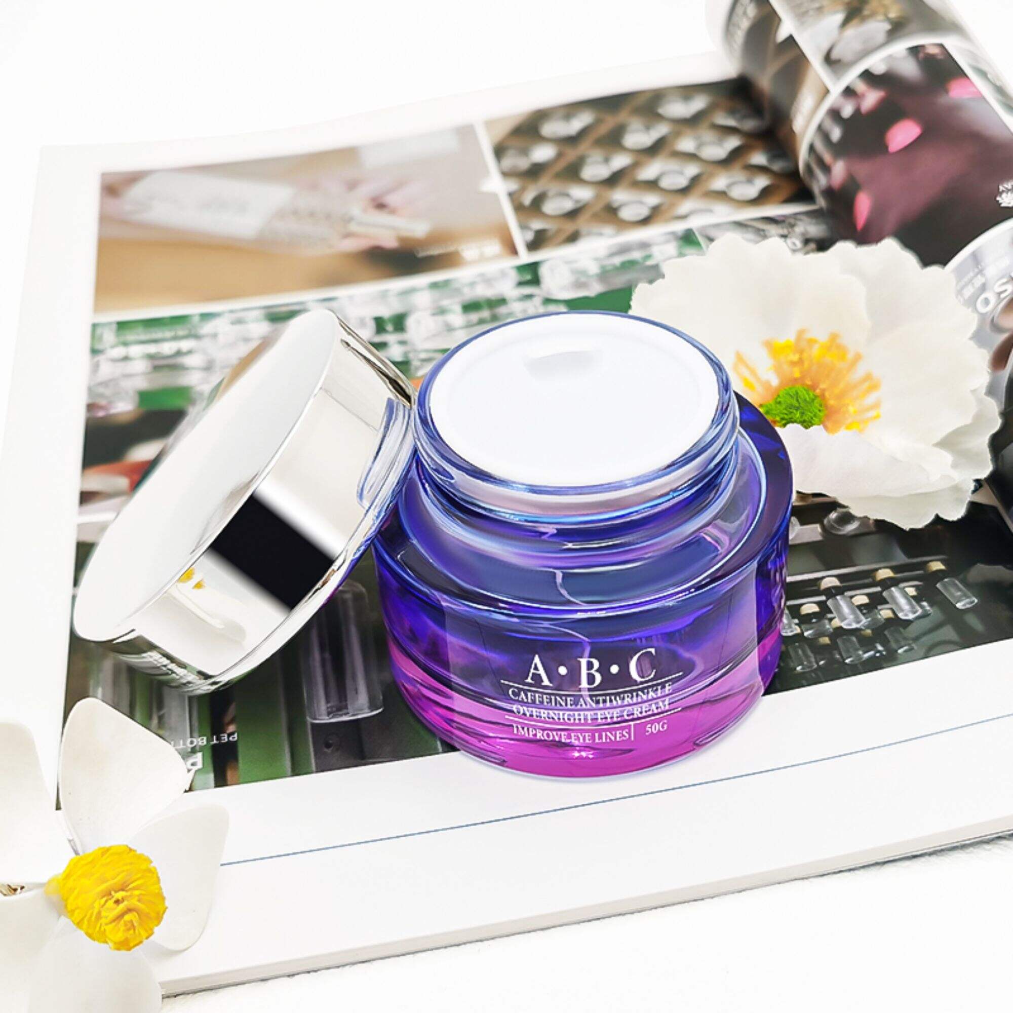 Luxury blue pink gradient cosmetic glass containers packing set HY-2396